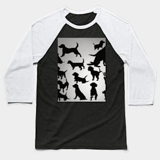 Puppies Shadow Silhouette Anime Style Collection No. 85 Baseball T-Shirt